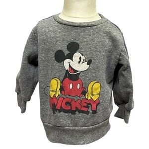Disney Mickey Mouse Gray Long Sleeve Crew Neck Pullover Sweatshirt Sz 18 Months